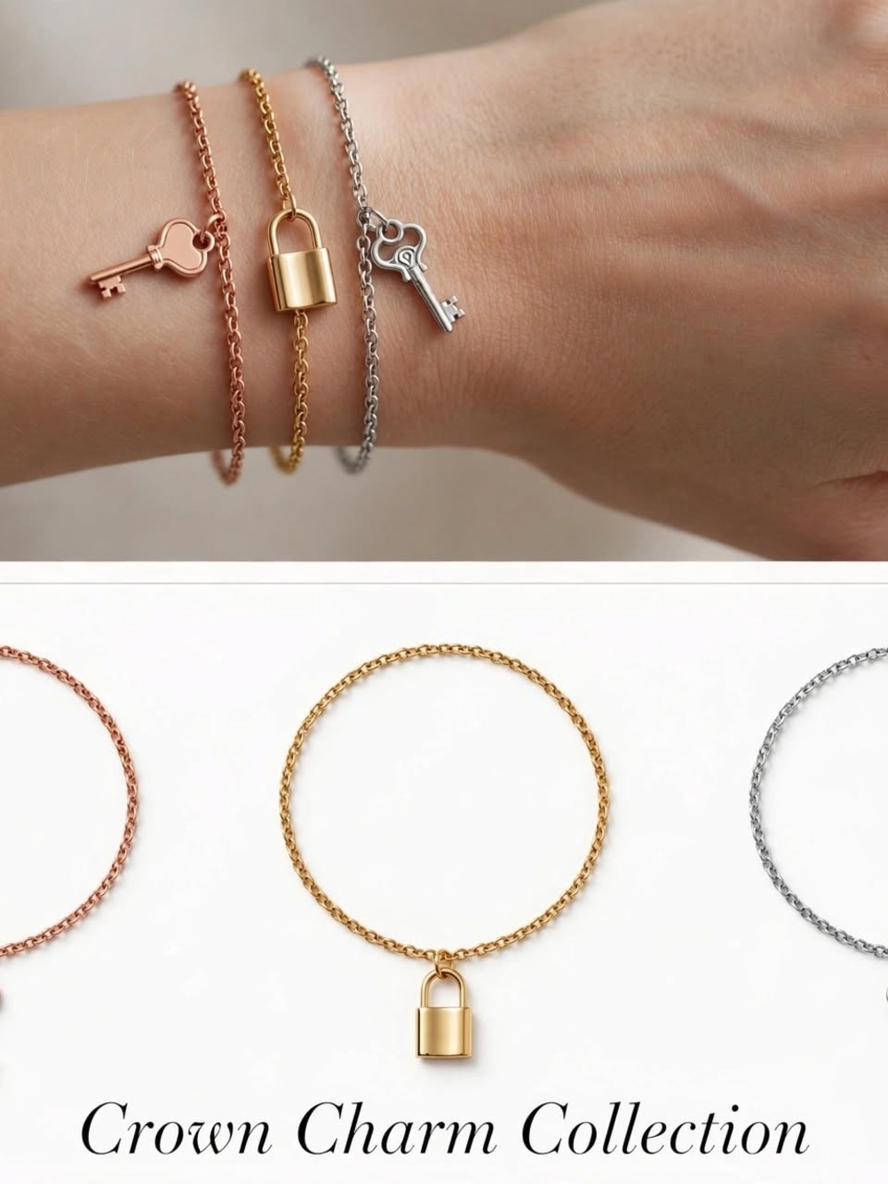Gold Padlock Bracelet - Gold Chain Charm Bracelet